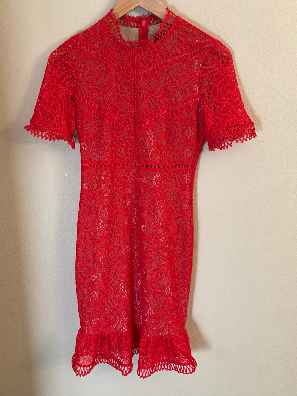 Bardot Theodora Lace Dress Red Size 4 (US) Cocktail Event Party Wedding